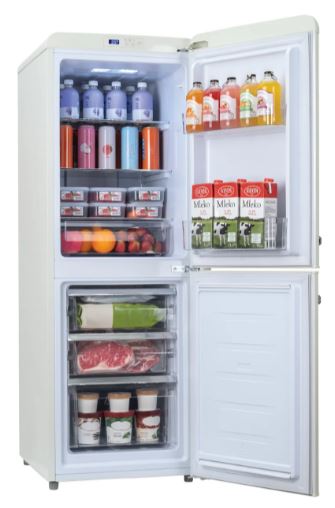 EuropAce 170L Retro 2 Door Bottom Mount Fridge | Upgraded 3 Ticks, Fast Freeze, Fast Cooling (ER7178AWH)