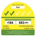 EuropAce 8KG Vented Dryer | Allergy Care Programs (EDY5801B)