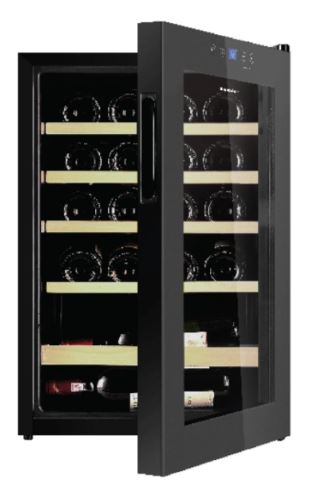 EuropAce 20 Bottles Wine Chiller | 3 Layered Anti-UV Glass, Beechwood Shelves (EWC3203DGY) 