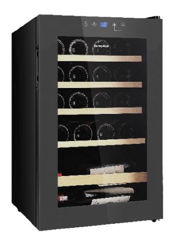 EuropAce 20 Bottles Wine Chiller | 3 Layered Anti-UV Glass, Beechwood Shelves (EWC3203DGY) 