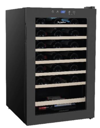 EuropAce 48 Bottles Wine Chiller | 3 Layered Anti-UV Glass, Beechwood Shelves (EWC3481DGY)