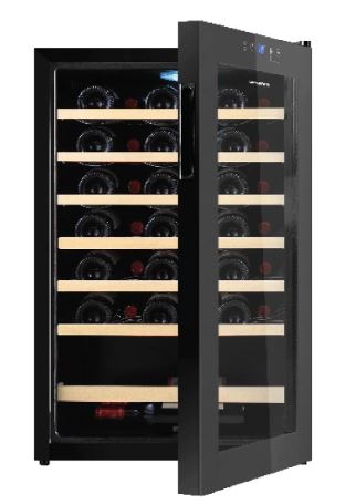 EuropAce 48 Bottles Wine Chiller | 3 Layered Anti-UV Glass, Beechwood Shelves (EWC3481DGY)