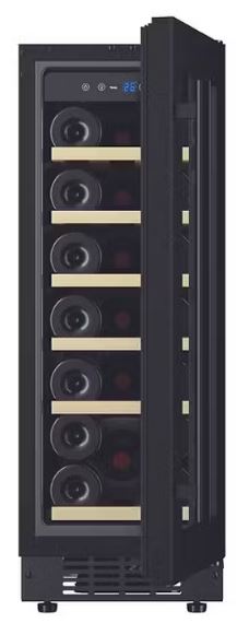 EuropAce 20 bottles Slim Wine Cooler with Wooden Shelves (EWC8202DBK)