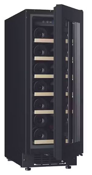 EuropAce 20 bottles Slim Wine Cooler with Wooden Shelves (EWC8202DBK)