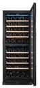 EuropAce 70 Bottles Dual Zone Wine Chiller | 3 Layered Anti-UV Glass, Beechwood Shelves (EWC8701DBK) 