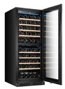 EuropAce 70 Bottles Dual Zone Wine Chiller | 3 Layered Anti-UV Glass, Beechwood Shelves (EWC8701DBK) 