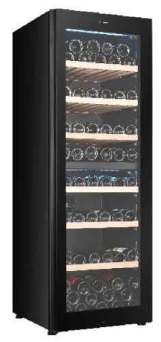 EuropAce 98 Bottles Dual Zone Wine Chiller | 3 Layered Anti-UV Glass, Beechwood Shelves (EWC8981DBK) 