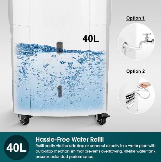 EuropAce 4-IN-1 Hoseless Spot Cooler with Air Con Compressor | Hybrid Cooling Technology, 60% Energy Savings, 3 to 7x More Power (18K BTU of Cooling Power)(EHAC18DH2WH)