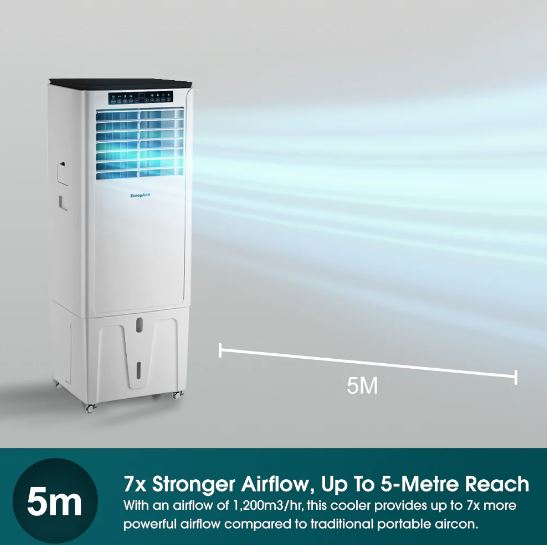 EuropAce 4-in-1 Hoseless Spot Cooler w Air Con Compressor – Hybrid Cooling Technology, 53% Energy Savings, 3 to 7x More Power (25K BTU of Cooling Power) (EHAC25DH3WH) 