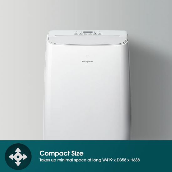 EuropAce [2025 Model] 15,000 BTU Dual Hose Portable Air Conditioner | 320sqft, Compact Series (EPAC15T3E)