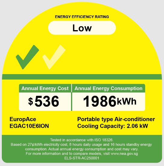 EuropAce [2025 Model] 250 Sqft Air Purifying Portable Aircon with Wi-Fi (4-in-1) | 40% Energy Saving, Silver Ion Filter, 5y Compressor Warranty (EGAC10E6ION)