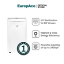 EuropAce [2025 Model] 12,000 BTU 4-IN-1 Smart Air Purifying Green Portable Aircon | 290sqft, 99.97% Airborne Particles Removal, Smart WiFi with FREE Tower Fan (Worth $179)(EGAC12E8UV)