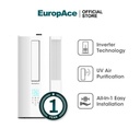 EuropAce 8,000 BTU Inverter Casement Air Con | UV Air Purification, 2 Ticks Inverter Technology, No Outdoor Unit (EAC8EUV) 