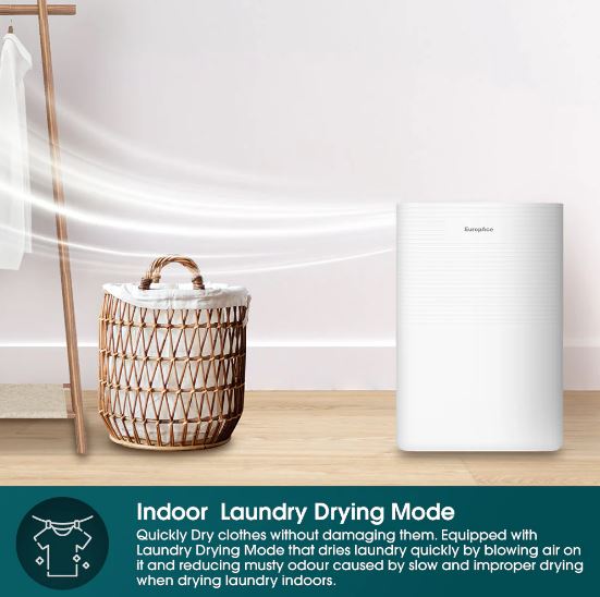 EuropAce 20L Most Compact Dehumidifier + Odour Remover + Laundry Dryer (3-in-1) | 3Y Full Warranty (EDH3200DWH) 