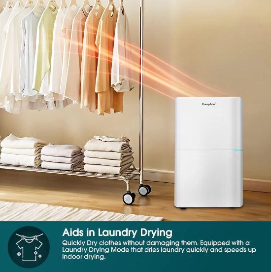 EuropAce 25L Smart Dehumidifier + Standalone H13 Air Purifier w Ioniser + Laundry Dryer (4-in-1) | 3Y Full Warranty (EDH5251BWH) 