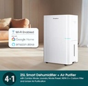 EuropAce 25L Smart Dehumidifier + Standalone H13 Air Purifier w Ioniser + Laundry Dryer (4-in-1) | 3Y Full Warranty (EDH5251BWH) 
