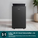 EuropAce 40L Smart DC Shoe Drying Dehumidifier + Air Purifier with FREE Tower Fan (Worth $299) (EDH8400DGY + FREE ETF9111DWH) 