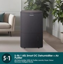 EuropAce 60L Smart & Intelligent DC Dehumidifier + Standalone HEPA Air Purifier | 3Y Full Warranty (EDH9600DGY)