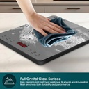 EuropAce 10L 2000W Slim Portable Induction Cooker | Full Crystal Glass Cooktop for High Durability and Heat Resistance | Perfect for Daily Cooking (EIC7201DGY) 