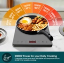 EuropAce 10L 2000W Slim Portable Induction Cooker | Full Crystal Glass Cooktop for High Durability and Heat Resistance | Perfect for Daily Cooking (EIC7201DGY) 