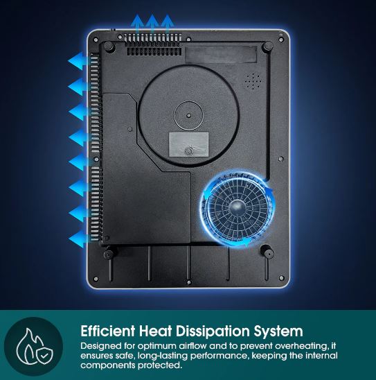 EuropAce 10L 2000W Slim Portable Induction Cooker | Full Crystal Glass Cooktop for High Durability and Heat Resistance | Perfect for Daily Cooking (EIC7201DGY) 