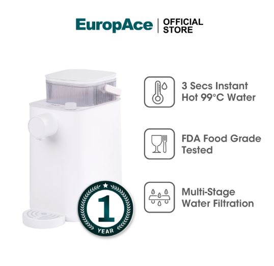 EuropAce 3.6L Filtered Instant Hot Water Dispenser | 99°C Instant Boil | Plug and Play (EWP3361A)