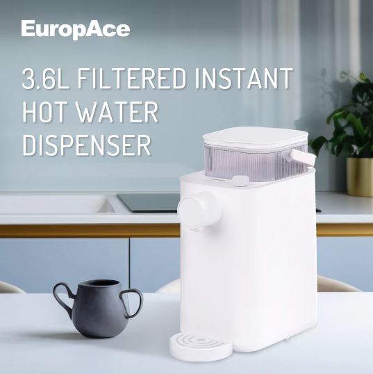 EuropAce 3.6L Filtered Instant Hot Water Dispenser | 99°C Instant Boil | Plug and Play (EWP3361A)
