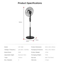 EuropAce 16” Manual Stand Fan (ESF3168C)