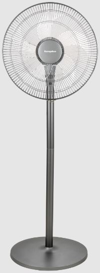 EuropAce 16” DC Stand Fan with Remote | Energy Efficient, Low Noise & Powerful Airflow | Ideal for Large Rooms & Open Spaces (ESF5165EDCR) Metallic Grey