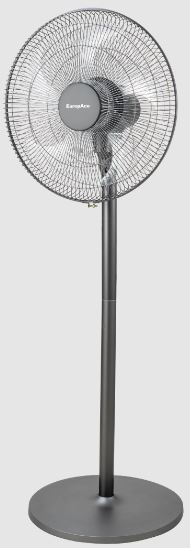EuropAce 16” DC Stand Fan with Remote | Energy Efficient, Low Noise & Powerful Airflow | Ideal for Large Rooms & Open Spaces (ESF5165EDCR) Metallic Grey