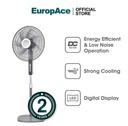 EuropAce 18” Deluxe DC Stand Fan with Remote | DC Motor, Strong Cooling, Digital Display and Remote Control (ESF8187EDCR) 