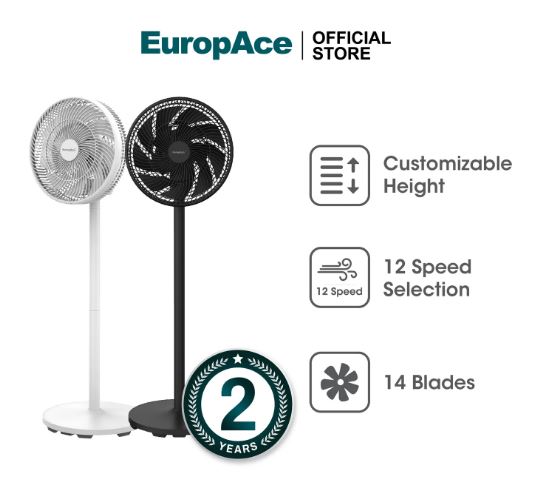 EuropAce 14" DC Tatami Fan with Remote Control (EJF7145ZWH) 