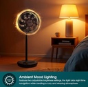 EuropAce 12” Portable DC High Velocity Fan w Ambient Light | Power on the Go (Power Bank Compatible), 3D Oscillation, Easy Clean (ELF7128DWD)