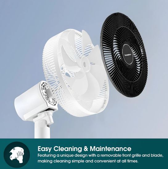EuropAce 14” Whispr DC High Velocity Fan | Voice Control, Aerospace Inspired Blades for Powerful Airflow, Easy Cleaning (ELF7147DWH)