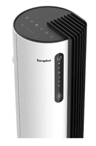 EuropAce 44" DC Tower Fan with Air Sterilizer | 99.99% Bacteria & Virus Sterilization with FREE Desk Fan (Worth $79) (ETF7114DWH + EDF1731DWH) 