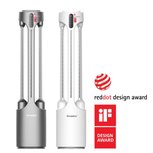 EuropAce Intelligent Dual Wings Air Purifying Bladeless Fan | Dual Korean True HEPA FILTER, AI Smart Wind, Patented 3-Way Airflow (Triple Airflow) with FREE Tower Fan (Worth $179) (EBFZ1GM + ETF1102DMG) 