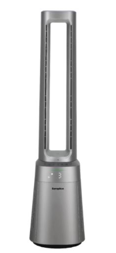 EuropAce Intelligent Air Purifying Bladeless Fan | Dual HEPA13 Filters, Real-Time Air Quality Indicator, Intelligent Temperature Control (Dual Airflow) with FREE Living Fan (Worth $109) (Worth $179) (EBFZ10GM + ELF3124DWH)