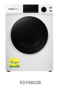 Bundle C (EFW7801Y + EDY5801B) EuropAce  8KG 4 Ticks Steam Front Load Washer | BLDC Motor + EuropAce 8KG Vented Dryer | Allergy Care Programs