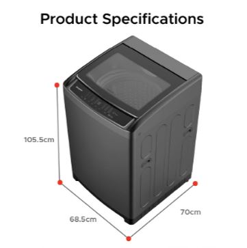 EuropAce AquaStorm Series 15KG 4 Ticks Top Load Washer | 99.9% Anti-Bacterial Pulsator, Air Dry Function, Anti-Rust Body (ETW8150EGM)