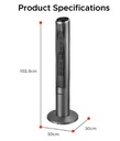 Europace 40" Metallic Grey Tower Fan | Online Exclusive, Safe for Children, Touch Control ETF1102D