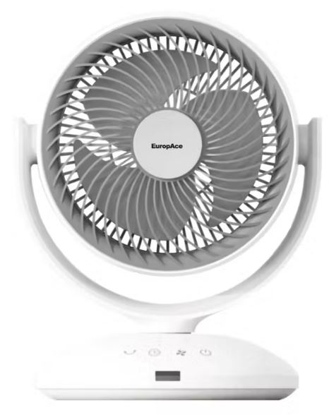 EuropAce 7-Inch Desk Fan with Digital Control - White EDF3731DWH