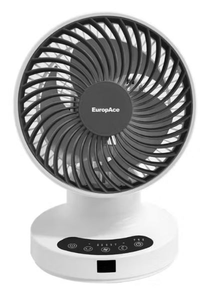 EuropAce 7-Inch Desk Fan with Digital Control - White EDF5731DWH