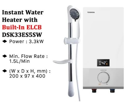Toshiba Instant Electric Water Heater DSK33ES5SW White