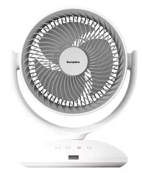 EuropAce 7-Inch Desk Fan with Digital Control - White EDF3731DWH