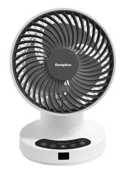 EuropAce 7-Inch Desk Fan with Digital Control - White EDF5731DWH