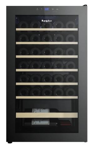 EuropAce 36 Bottles Wine Chiller | 3 Layered Anti-UV Glass, Beechwood Shelves (EWC3362DGY) 