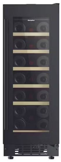 EuropAce 20 bottles Slim Wine Cooler with Wooden Shelves (EWC8202DBK)