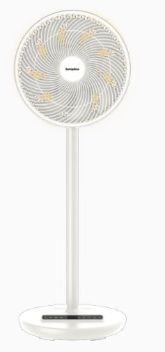 EuropAce 12” Portable DC High Velocity Fan w Ambient Light | Power on the Go (Power Bank Compatible), 3D Oscillation, Easy Clean (ELF7128DWH)