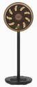 EuropAce 12” Portable DC High Velocity Fan w Ambient Light (Black with Dark Wood) | Power on the Go (Power Bank Compatible), 3D Oscillation, Easy Clean (ELF7128DWD)