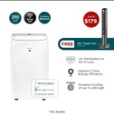 EuropAce [2025 Model] 12,000 BTU 4-IN-1 Smart Air Purifying Green Portable Aircon | 290sqft, 99.97% Airborne Particles Removal, Smart WiFi with FREE Tower Fan (Worth $179)(EGAC12E8UV + ETF1102DMG) 